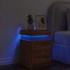 vidaXL Bedside Cabinet with LED Lights Brown Oak 35x39x55 cm
