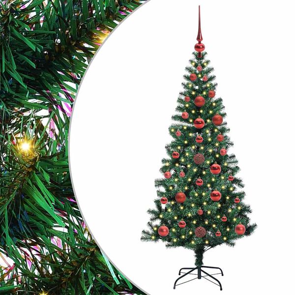 vidaXL Artificial Pre-lit Christmas Tree Green 120 cm PVC and Metal