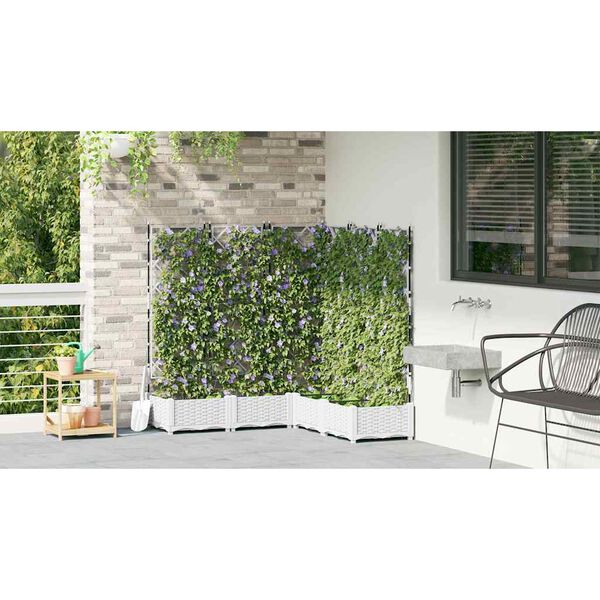 vidaXL Garden Planter 5 pcs White 120 x 120 x 125.5 cm Steel