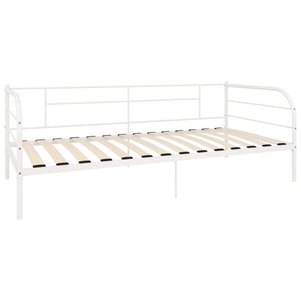 vidaXL DayBed Frame without Mattress White Metal 90x200 cm