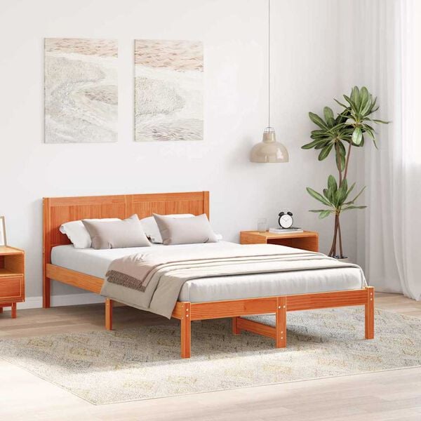 vidaXL Bed Frame Brown 120 x 190 cm Solid Pine wood