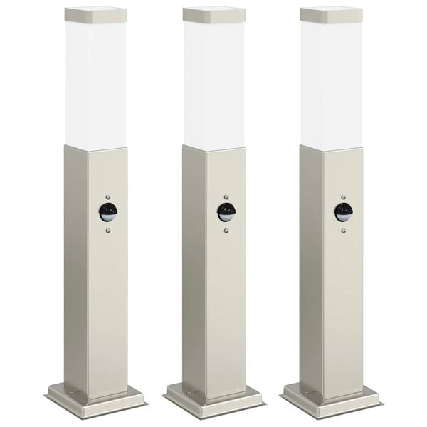 vidaXL Bollard Lights with Sensor 3 pcs 50 cm Stainless Steel IP44