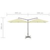 vidaXL Double Garden Parasol with Steel Pole Sand 600x300 cm