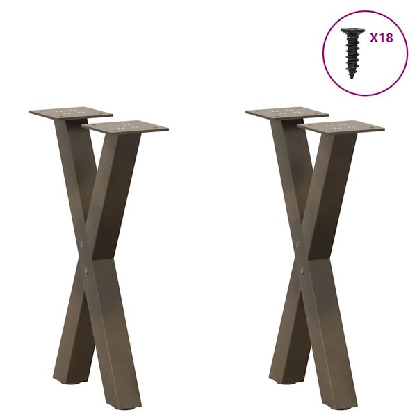 vidaXL Coffee Table Legs X-Shaped 2 pcs Natural Steel 28x(42-43) cm Steel