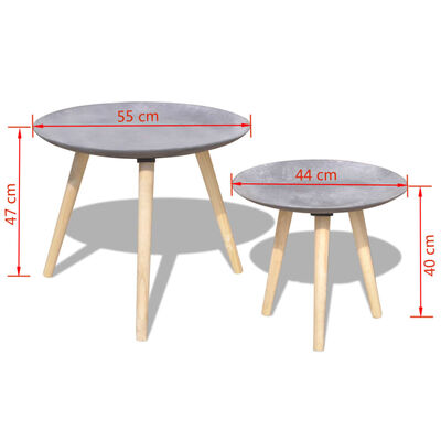 vidaXL Two Piece Side Table/Coffee Table Set 55 cm&44 cm Concrete Grey