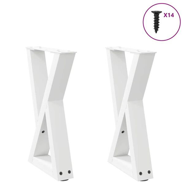 vidaXL Coffee Table Legs 2 pcs White 28x(42-43.3) cm Steel