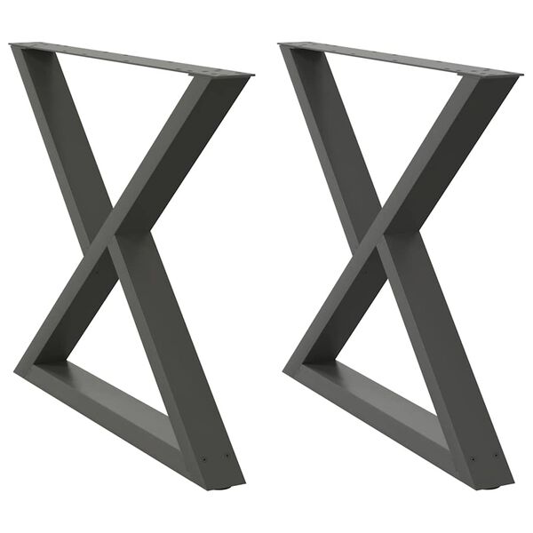 vidaXL Dining Table Legs 2 pcs Anthracite 90x(72-73.3) cm Steel