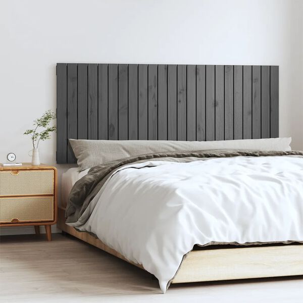 vidaXL Wall Headboard Grey 147x3x60 cm Solid Wood Pine