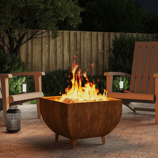 vidaXL Fire Pit 50x50x37 cm Corten Steel