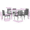 vidaXL 7 Piece Garden Dining Set with Cushions Black Poly Rattan