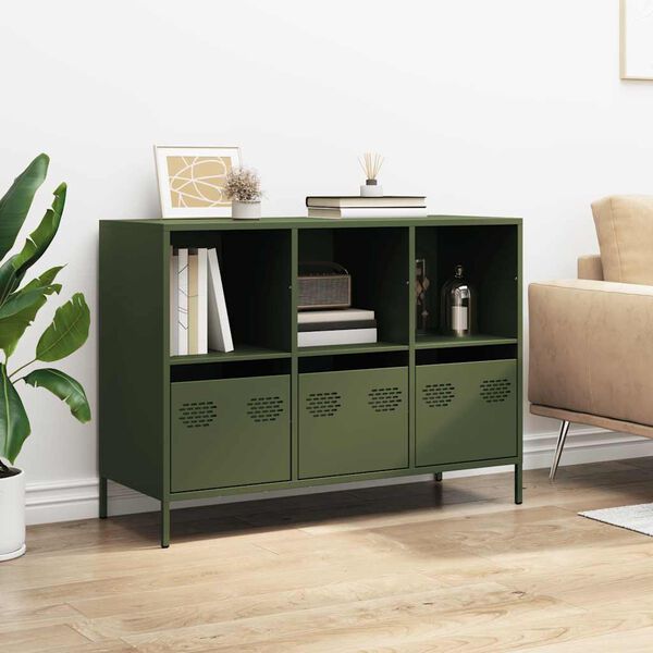 vidaXL Sideboard Olive Green 101.5x39x73.5 cm Cold-rolled Steel