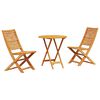 vidaXL Folding Bistro Set Folding 3 pcs Brown Solid Acacia Wood