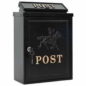 vidaXL Wall Mounted Mailbox Black 29 x 13 x 41 cm Cast Aluminum
