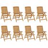 vidaXL Reclining Folding Chairs 8 pcs Solid Wood Teak