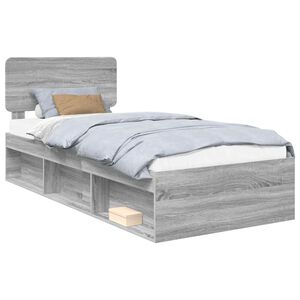 vidaXL Bed Frame Grey Sonoma 100 x 200 cm Solid Pine Wood