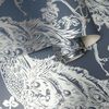 DUTCH WALLCOVERINGS Wallpaper Peacock Navy Blue and Silver