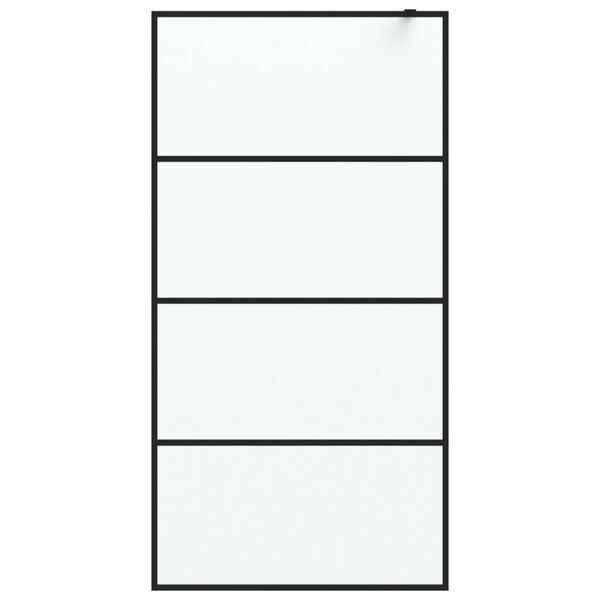 vidaXL Walk-in Shower Wall Black 100x195 cm Frosted ESG Glass