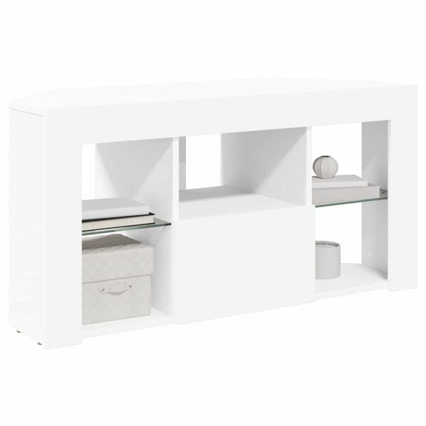 vidaXL Corner LED TV Cabinet White 100 x 40 x 50 cm Engineered Wood