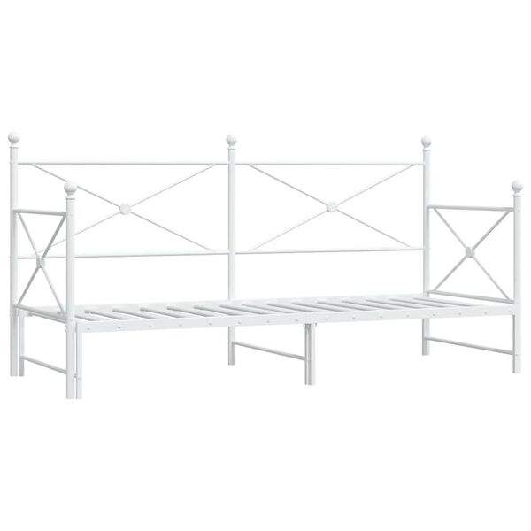 vidaXL Daybed with Trundle without Mattress White 90x190 cm Steel