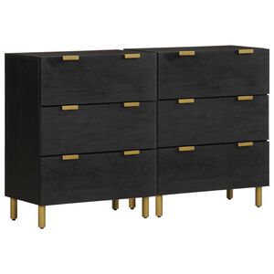 vidaXL Sideboards 2 pcs Black 60x33x75 cm Engineered Wood