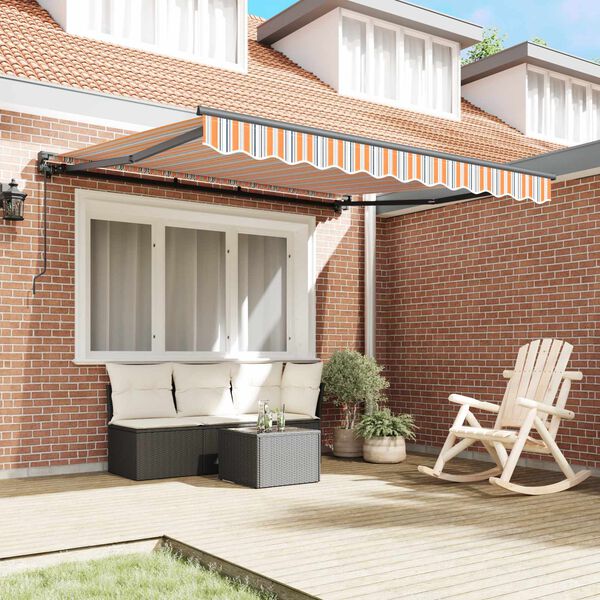 vidaXL Retractable Awning Manual Blue and Orange 300 x 250 cm