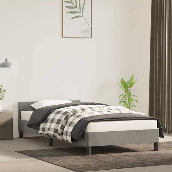 vidaXL Bed Frame without Mattress Light Grey 90x190cm Single Velvet
