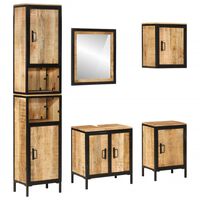 vidaXL 5 Piece Bathroom Furniture Set Iron and Solid Wood Mango