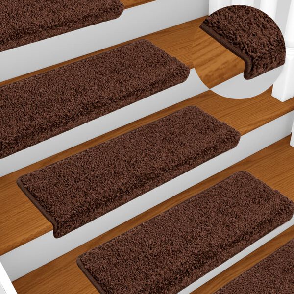 vidaXL Stair Mats 10 pcs 65x21x4 cm Brown Rectangular Edge