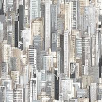 Noordwand Wallpaper Friends & Coffee Cities and Skyline Grey and Metallic