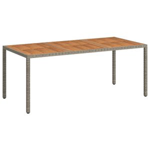 vidaXL Garden Table 190x90x75 cm Poly Rattan and Acacia Wood Grey