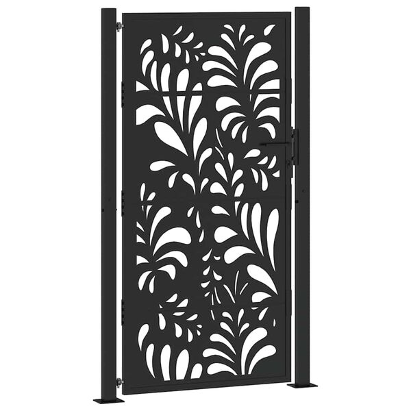 vidaXL Garden Gate Black 100x175 cm Steel Wave Design
