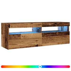 vidaXL TV Cabinet with LED Lights Old Wood 120x35x40 cm Engineered Wood