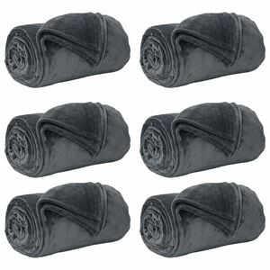 vidaXL Throw Blankets 6 pcs Dark Grey 150 x 200 cm 4.68 kg Fleece