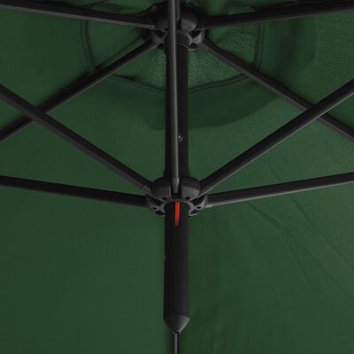 vidaXL Double Parasol with Steel Pole Green 600 cm