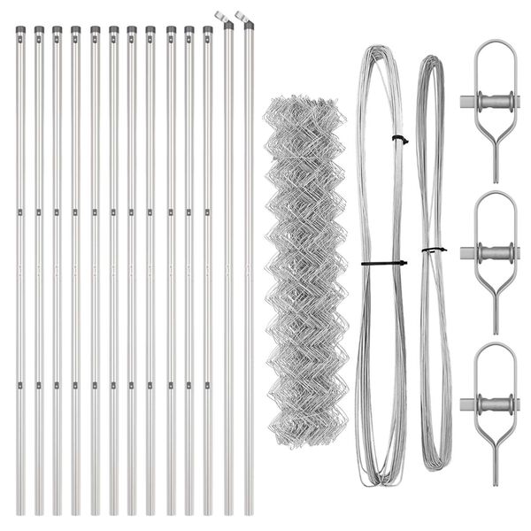 vidaXL Chain Link Fence with Posts Silver 1.2 x 25 m Steel