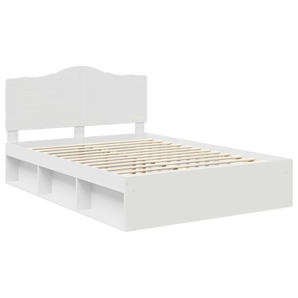 vidaXL Bed Frame with Headboard White 140 x 190 cm Solid Pine Wood