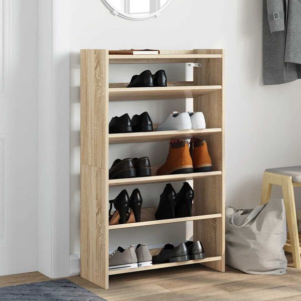 vidaXL Shoe Rack Sonoma Oak 60x25x100 cm Engineered Wood