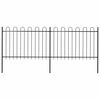 vidaXL Garden Fence with Hoop Top Steel 337x120 cm Black