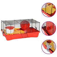 vidaXL Hamster Cage Red 58x32x36 cm Polypropylene and Metal