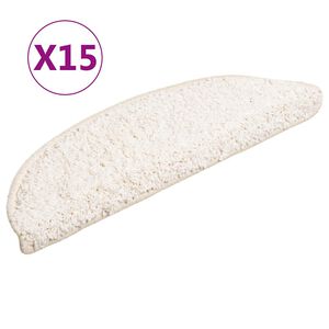 vidaXL Stair Mats 15 pcs 56x17x3 cm White Half Round