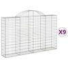 vidaXL Arched Gabion Baskets 9 pcs 200x30x120/140 cm Galvanised Iron
