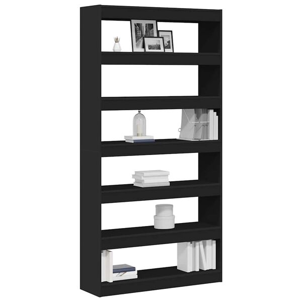 vidaXL Book Cabinet Black 100 x 30 x 198 cm Engineered Wood