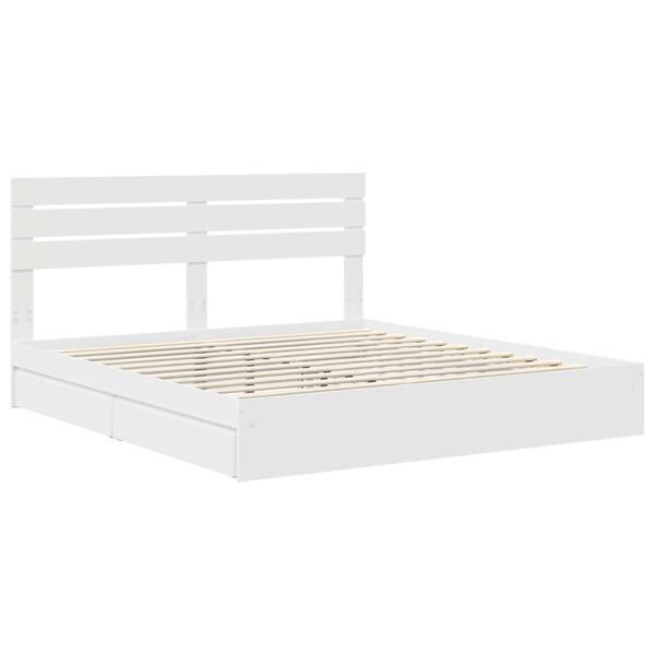 vidaXL Storage Bed with Headboard White 200 x 200 cm Engineered Wood