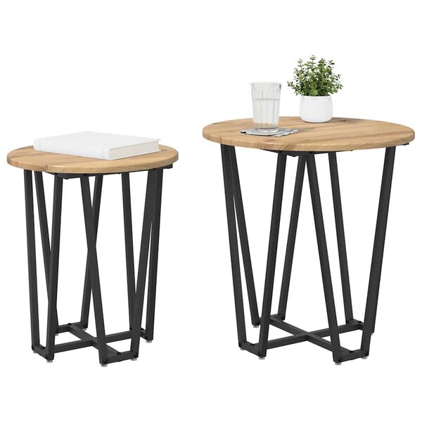 vidaXL Side Table Set 2 pcs Artisan Oak and Black