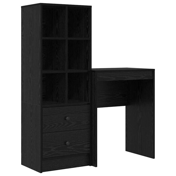 vidaXL Desk with Drawer 2 pcs Black Oak