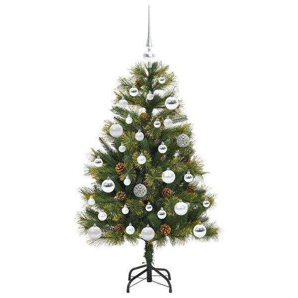 vidaXL Artificial Hinged Christmas Tree with Cones Green 120 cm