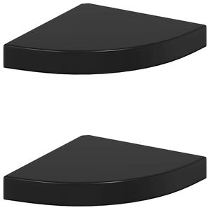 vidaXL Floating Corner Shelves 2 pcs High Gloss Black 25x25x3.8 cm MDF