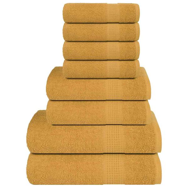 vidaXL 8 Piece Towel Set "FROGN" Gold 100% Cotton