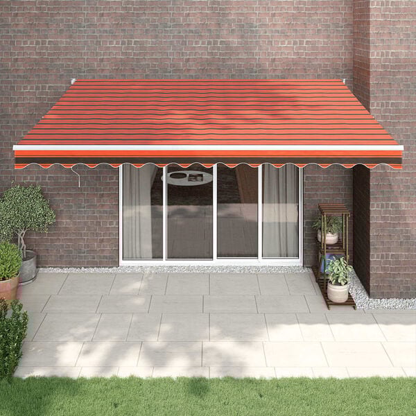 vidaXL Retractable Awning Orange and Brown 4.5x3 m Fabric and Aluminium