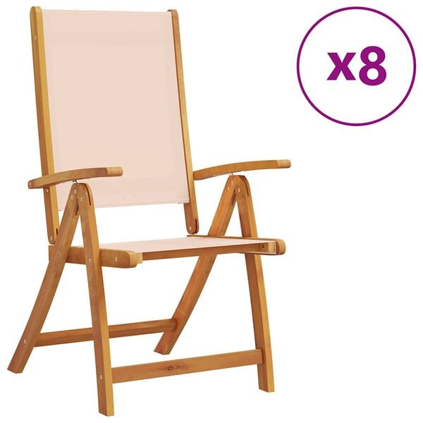 vidaXL Folding Garden Chairs 8 pcs Solid Wood Acacia and Textilene